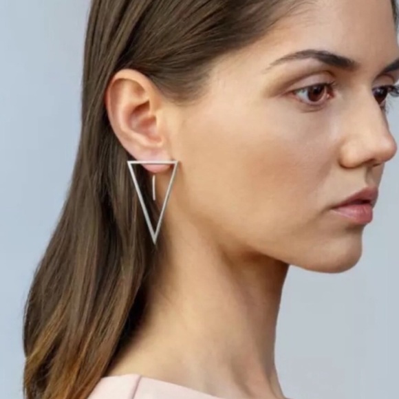 Anthropologie Jewelry - Anthropologie Silver TRIANGLE earrings posts bar
